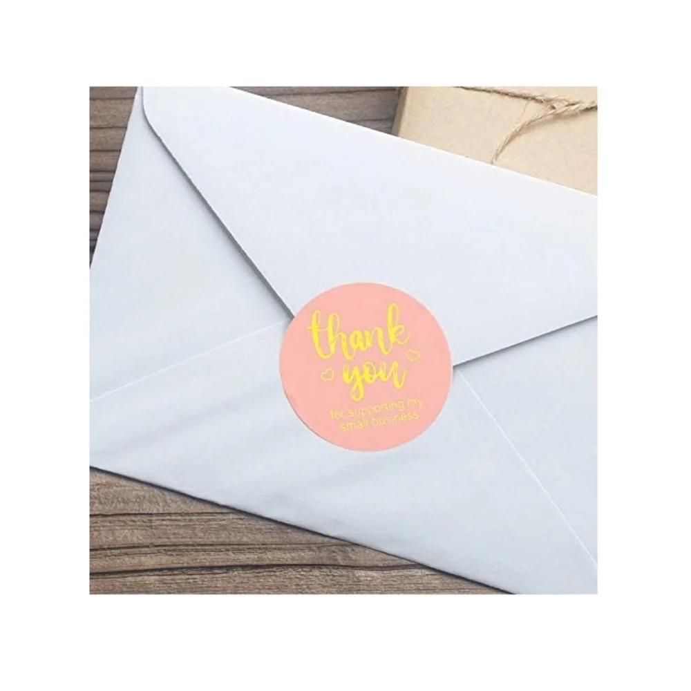 100 1.5 Inch Thank You Sticker Foil Thank You for